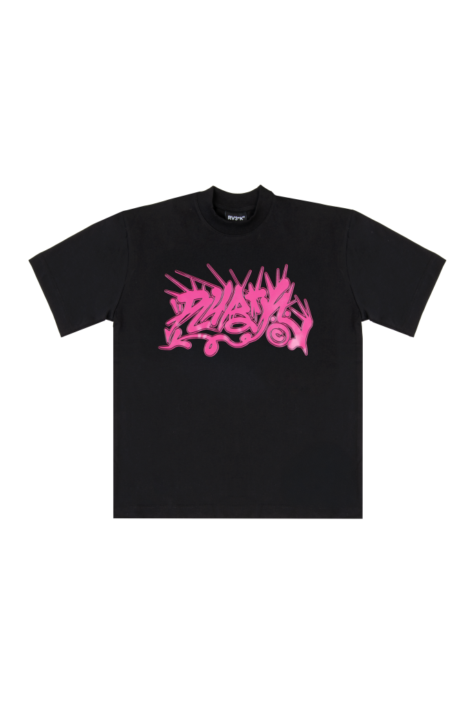 t-shirt nera fucsia